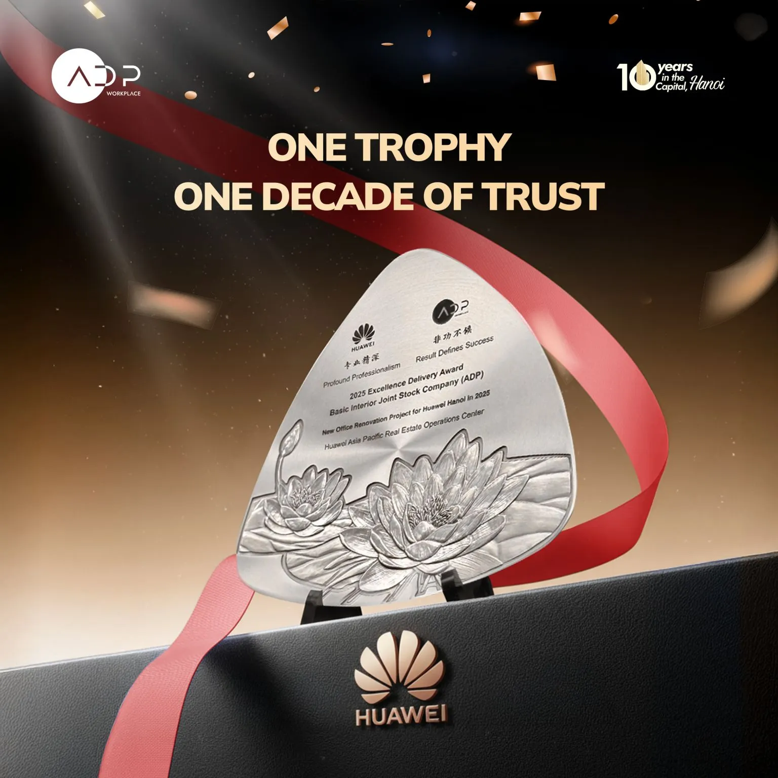 Giải thưởng Giao hàng Xuất sắc do Huawei Châu Á - Thái Bình Dương trao tặng cho ADP